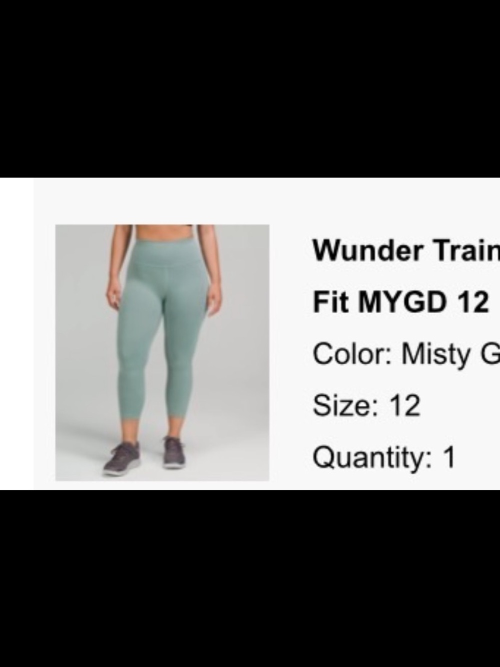 Wunder Train HR Crop 23’’ contour fit MYGD 12 leggings , Misty Green color